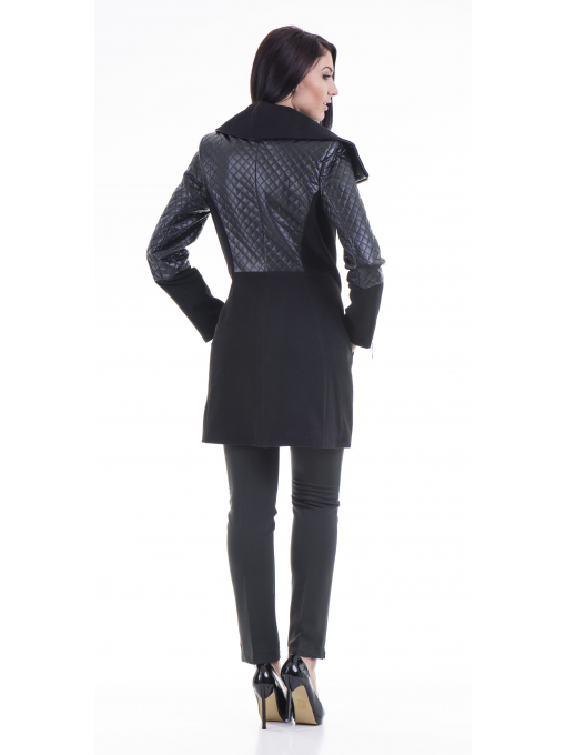 Елегантно вталено дамско палто JOY MISS 70571 - черно B