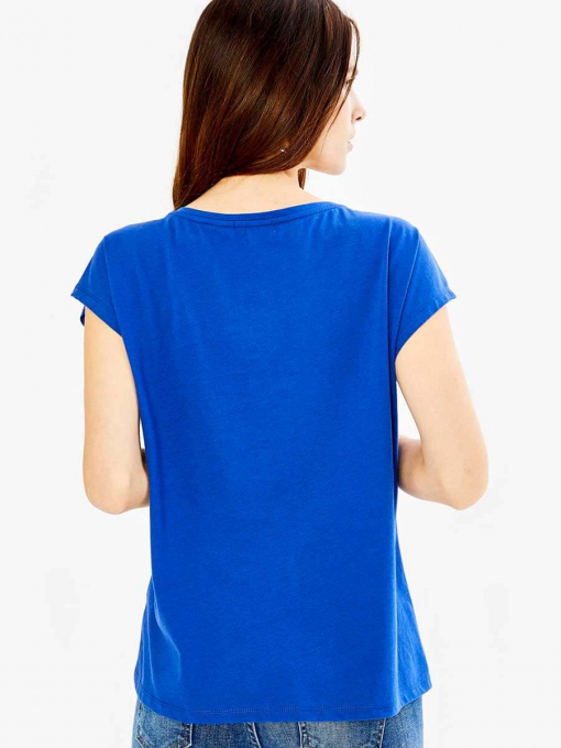 Дамска синя блуза с надпис | INDIGO Fashion - 1