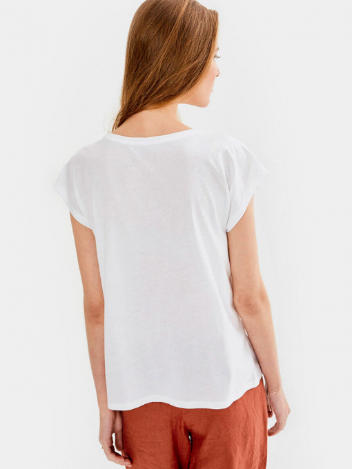 Дамска бяла блуза с надпис | INDIGO Fashion - 1