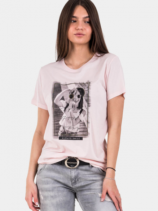 Розова дамска тениска | INDIGO Fashion - 