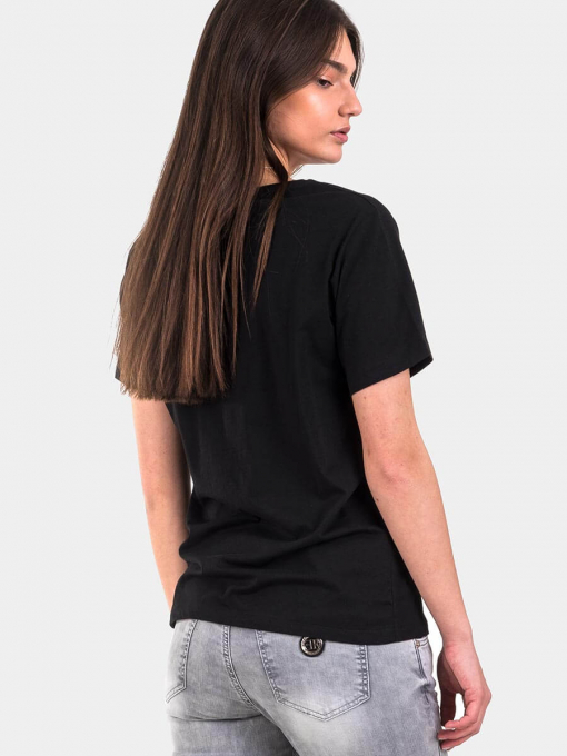 Черна памучна тениска | INDIGO Fashion - 1