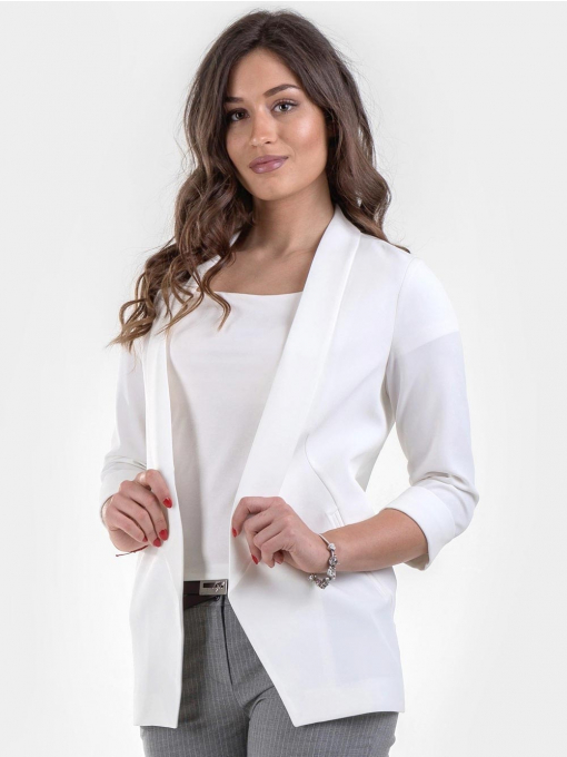 Елегантно дамско сако без закопчаване - бяло 1185 INDIGO Fashion