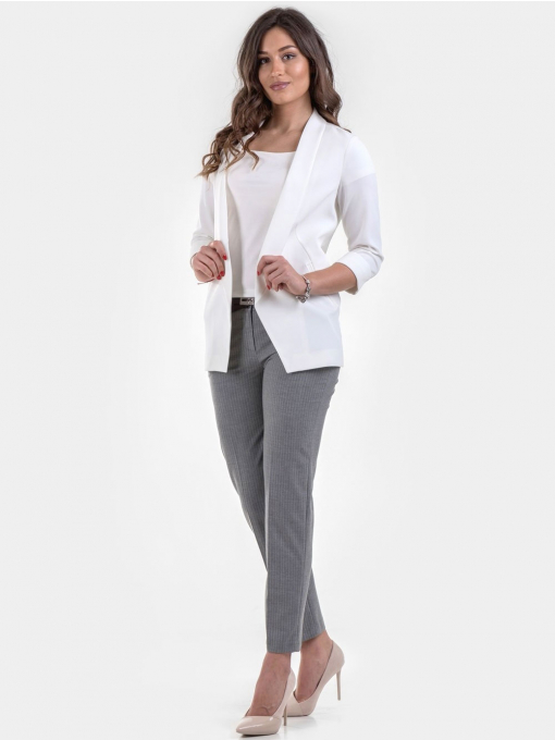 Елегантно дамско сако без закопчаване - бяло 1185 INDIGO Fashion