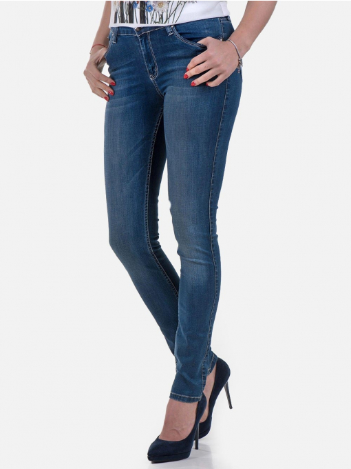 Дамски дънки - слим фит модел в цвят деним  B2621 INDIGO Fashion