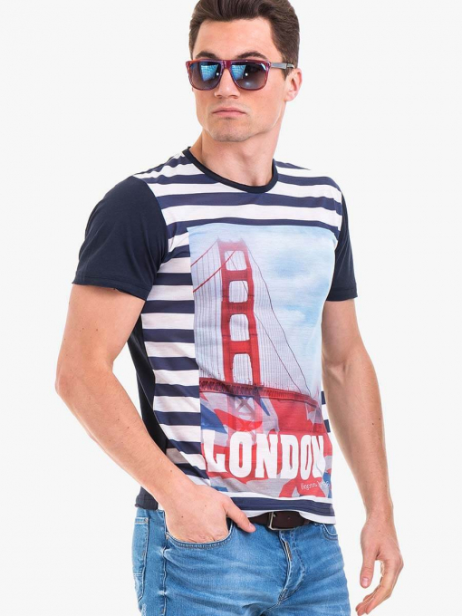 Мъжка тениска с обло деколте VIGOSS 60101 INDIGO Fashion