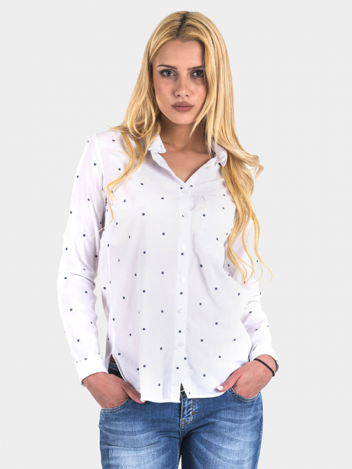 Памучна бяла дамска риза Estero Ragazza 2842 | INDIGO Fashion - 