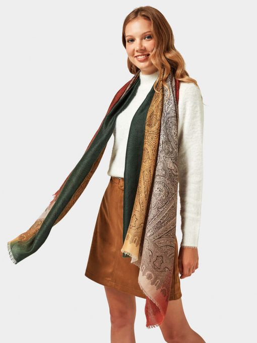 Дамски тъмнозелен шал 11189-25 | INDIGO Fashion