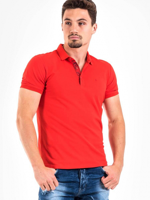 Мъжка памучна блуза с къс ръкав - червена | INDIGO Fashion - 