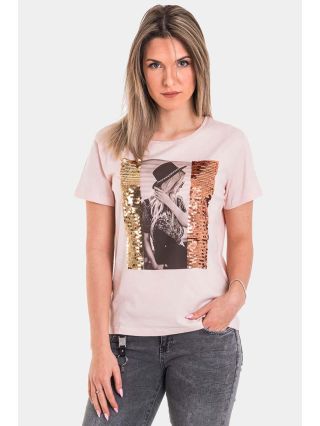 Розова дамска тениска 7238 INDIGO Fashion