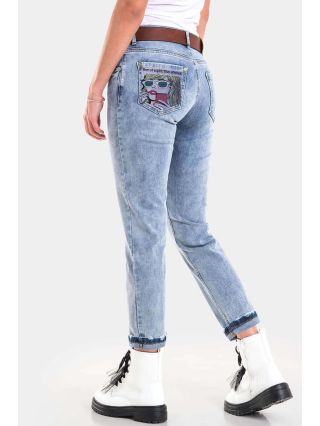 Бойфренд дамски дънки 6127 INDIGO Fashion B