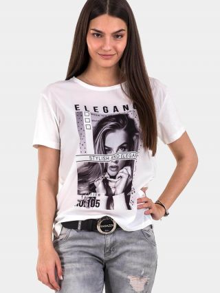 Бяла дамска блуза 7204 INDIGO Fashion B