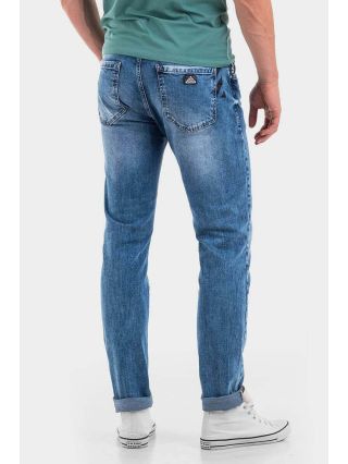 Прави мъжки дънки с накъсване 50018 INDIGO Fashion