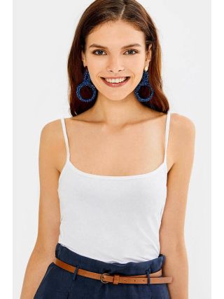 Бял дамски топ с тънки презрамки 601474 INDIGO Fashion 