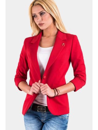 Дамско червено спортно-елегантно сако 9597 INDIGO Fashion A