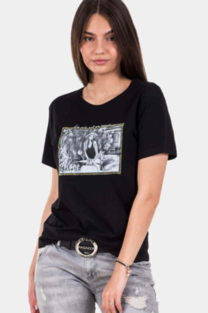 Черна дамска тениска 7118 INDIGO Fashion