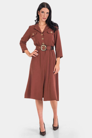 Елегантна рокля с колан 7112-22 DESIGNER