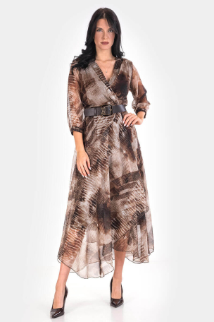 Елегантна рокля с колан 1412-21 ESITO