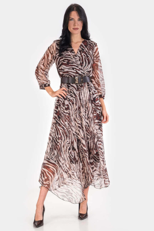 Елегантна рокля с колан 1448-21 ESITO