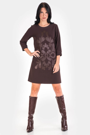 Рокля с кожен мотив 1464-21 ESITO