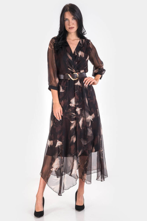 Елегантна рокля с колан 1595B-21 ESITO