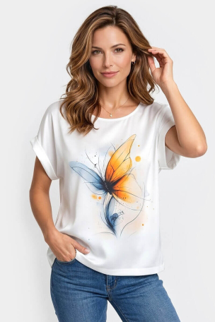 Стилна дамска блуза с къс ръкав 14855-20 Pretty Lolita