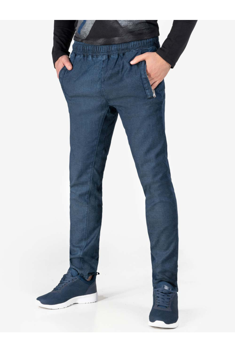 Мъжки дънки с ластик в тъмен деним 11130 INDIGO Fashion