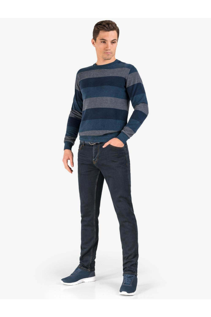 Мъжки тъмни слим фит дънки 9127 INDIGO Fashion