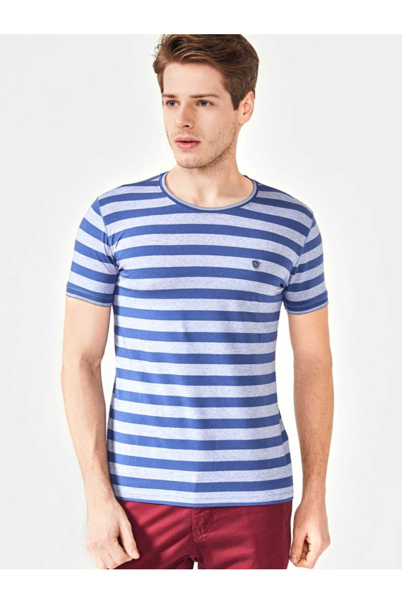 Мъжка тениска на райе - синя B29304 INDIGO Fashion