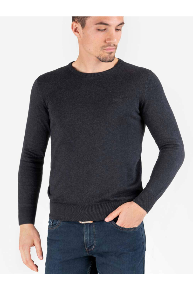 Мъжки тъмносив пуловер с бродирано лого 468 INDIGO Fashion