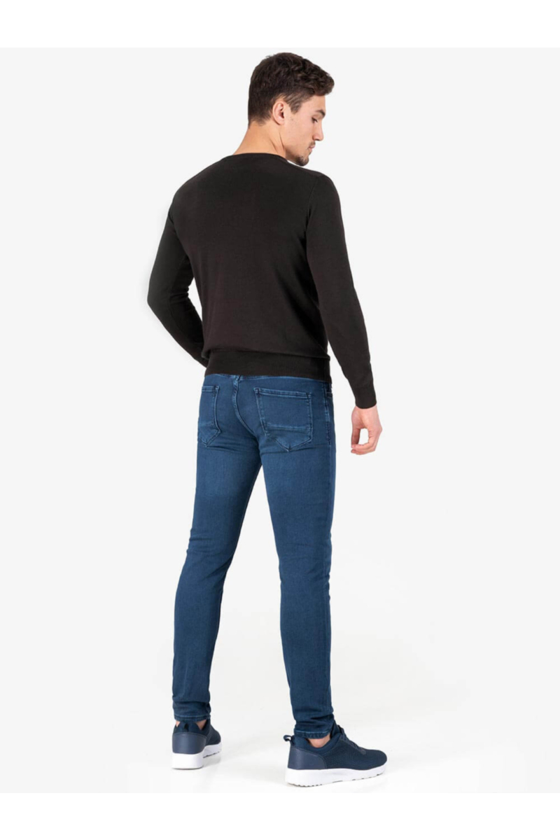 Мъжки кафяв пуловер с бродирано лого 468 INDIGO Fashion