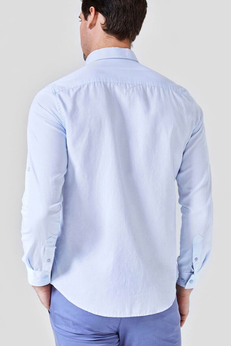 Класическа светлосиня памучна мъжка риза  700644 INDIGO Fashion