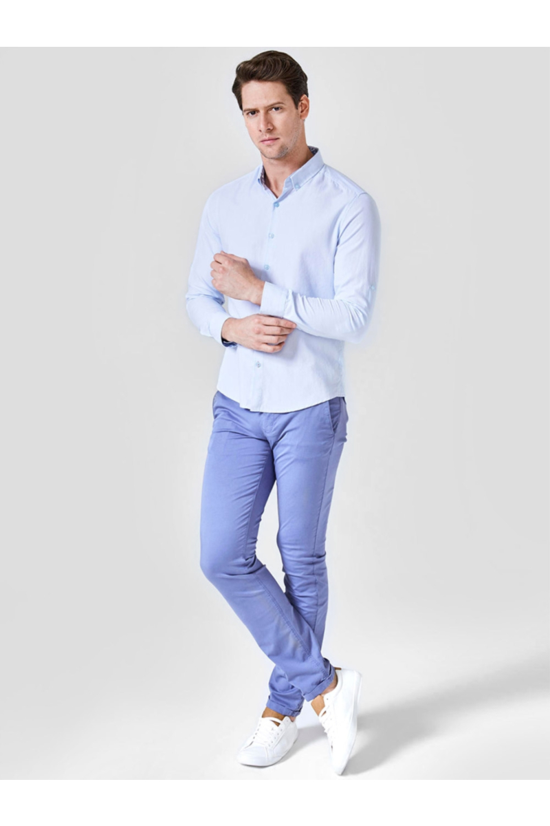 Класическа светлосиня памучна мъжка риза  700644 INDIGO Fashion