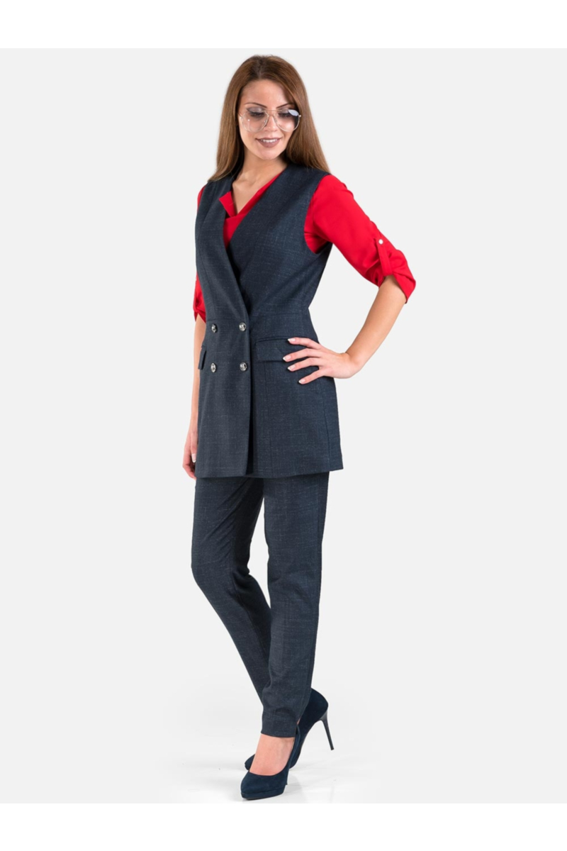 Дамски панталон с елек - тъмносин 50866 INDIGO Fashion