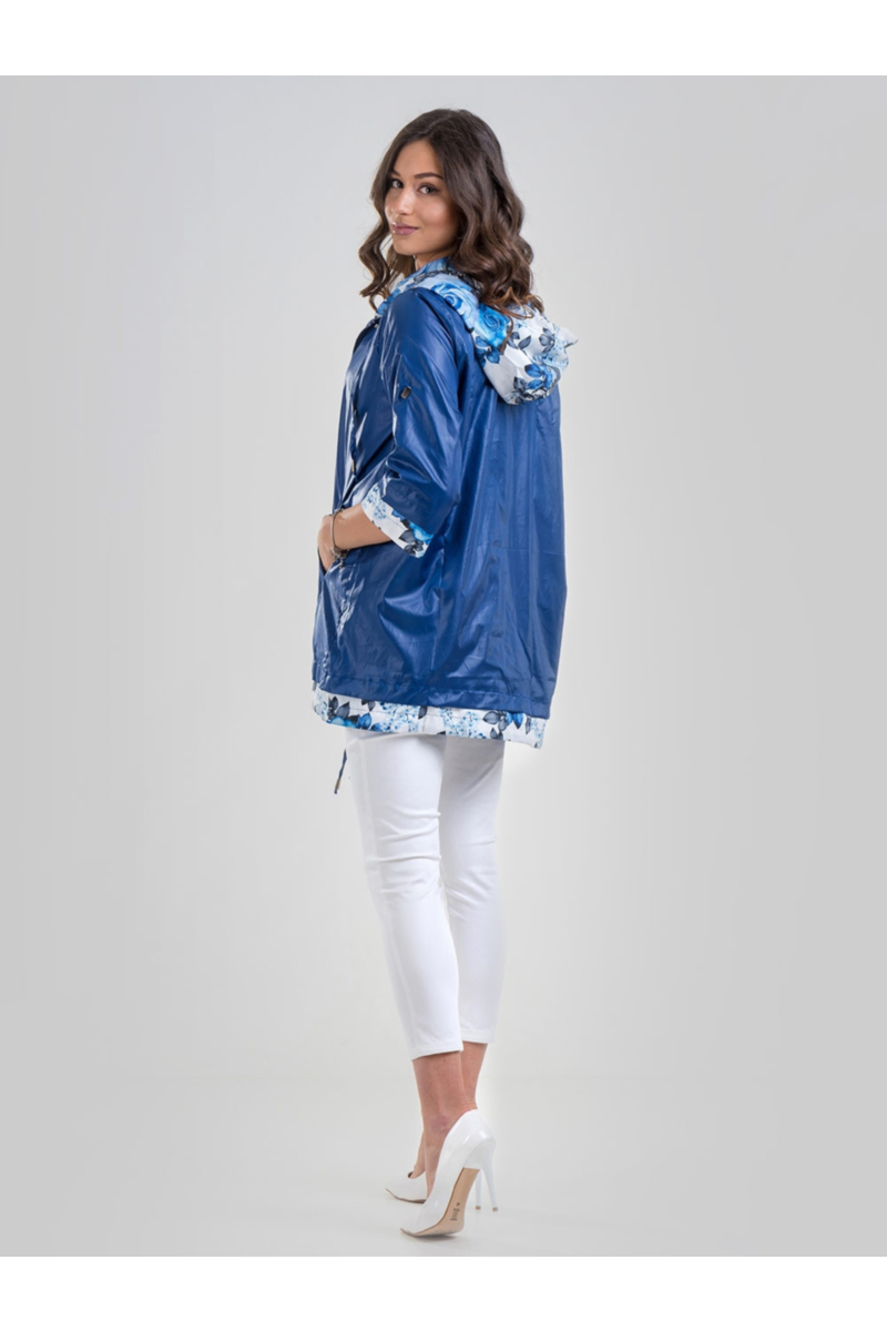 Пролетно-есенно дамско синьо яке с качулка 290236 INDIGO Fashion