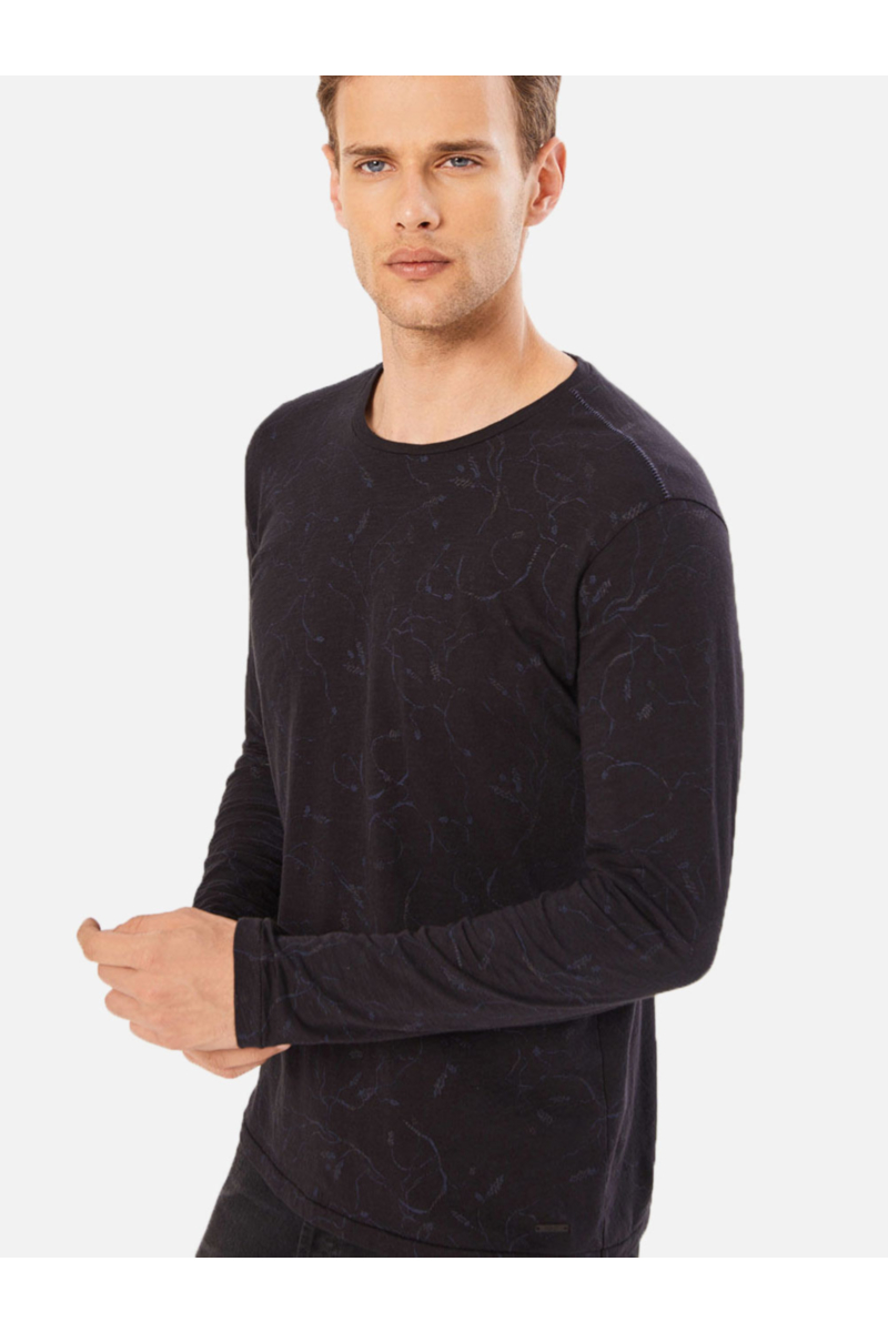 Мъжка черна памучна блуза 501354 INDIGO Fashion