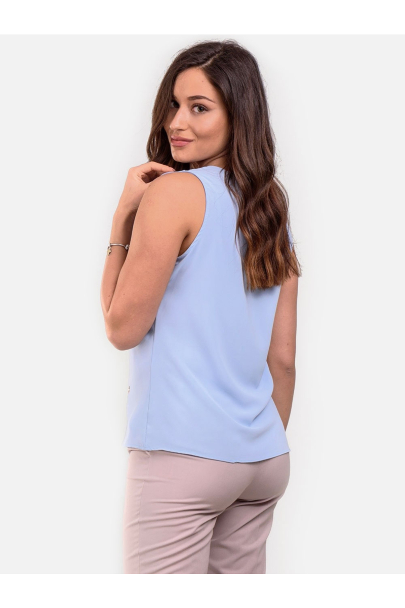 Светлосин елегантен дамски топ с v-образно деколте 2328 INDIGO Fashion