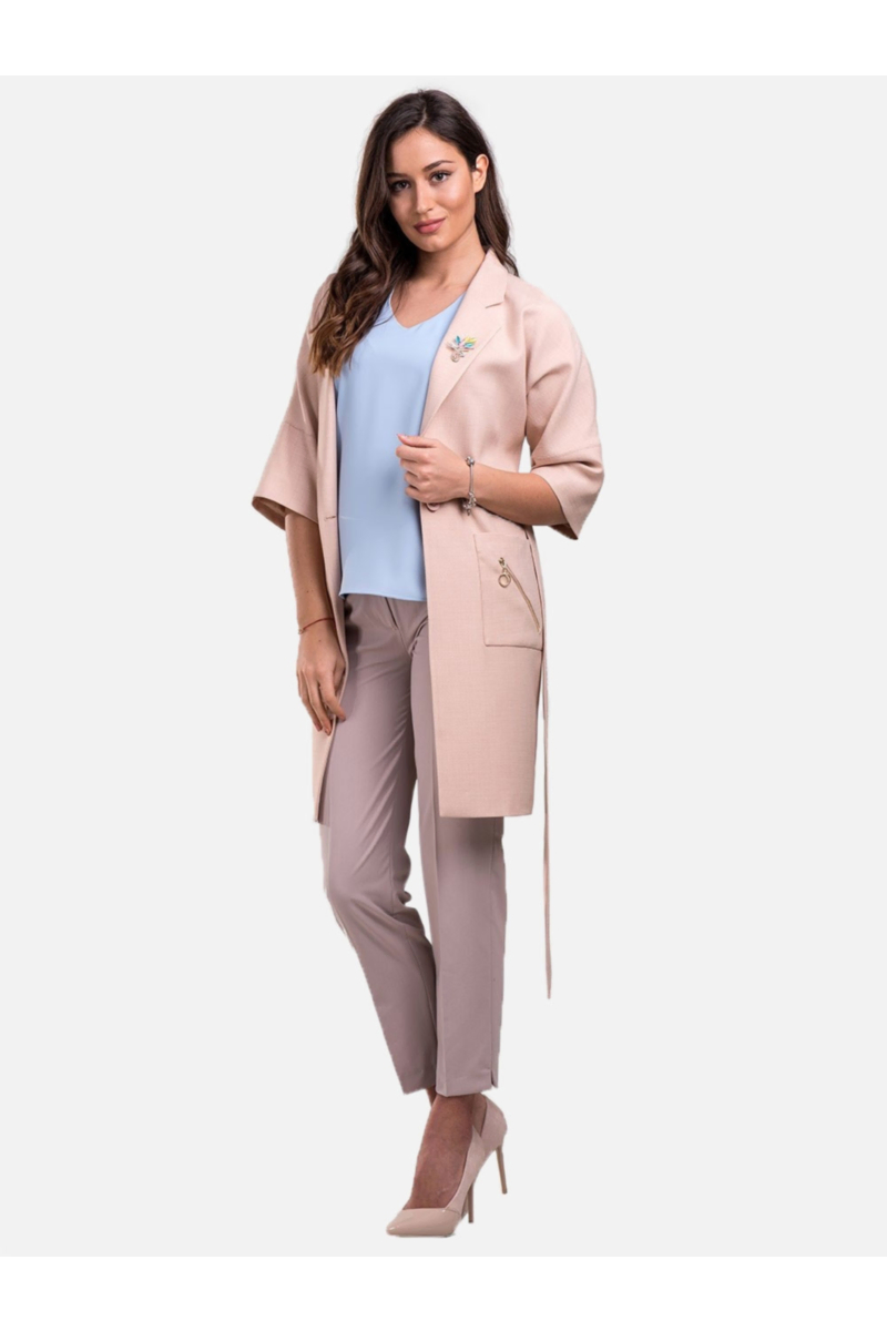 Светлосин елегантен дамски топ с v-образно деколте 2328 INDIGO Fashion