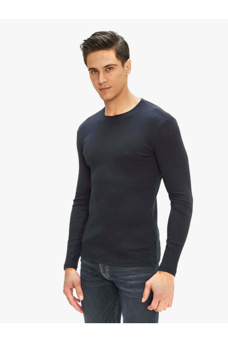 Tъмносиня мъжка вталена блуза 501532 INDIGO Fashion