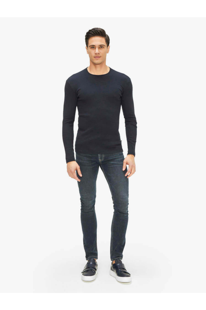 Tъмносиня мъжка вталена блуза 501532 INDIGO Fashion