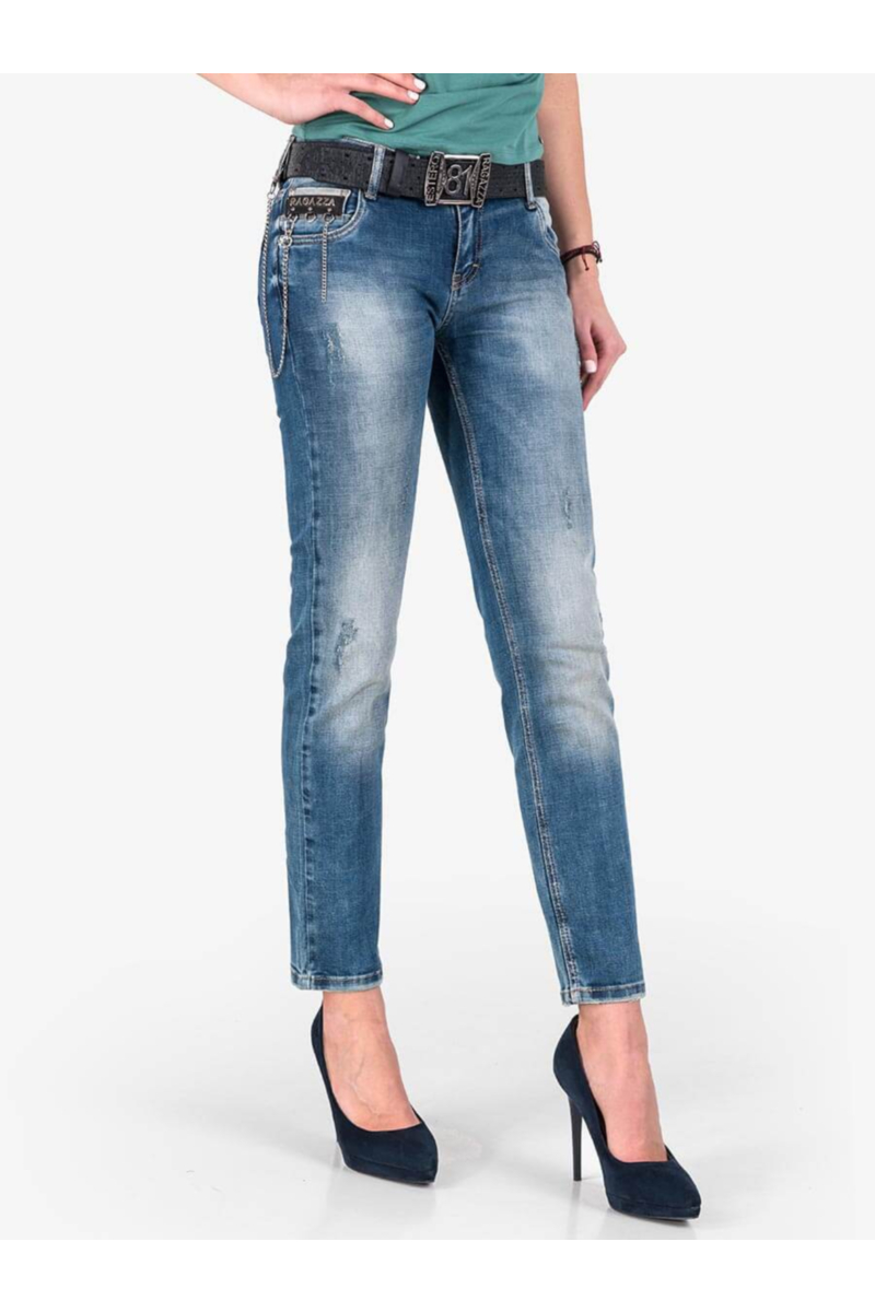 Бойфренд дамски дънки с избелване 5733 INDIGO Fashion