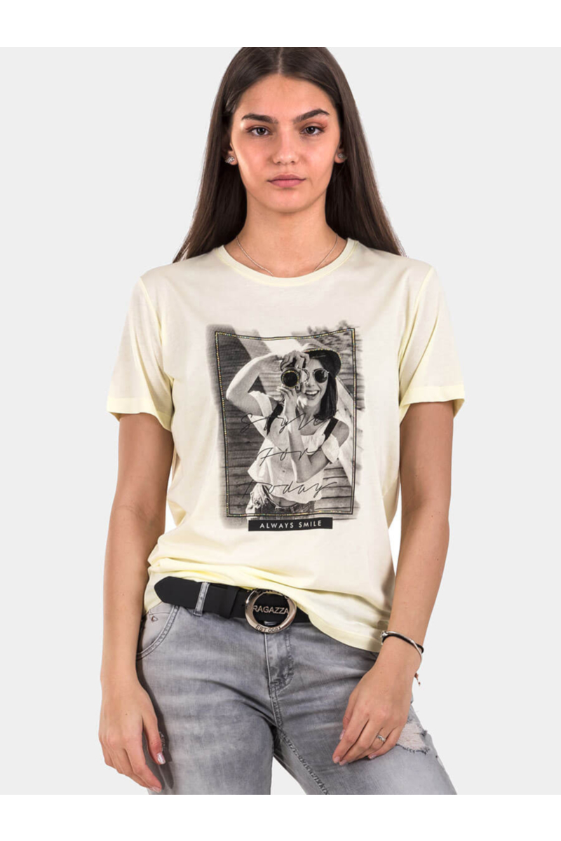 Жълта дамска тениска 7119 INDIGO Fashion