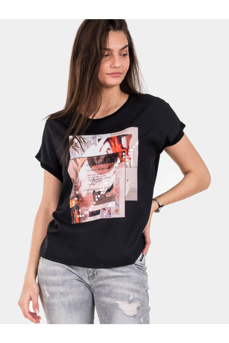Черна дамска блуза 7140 INDIGO Fashion