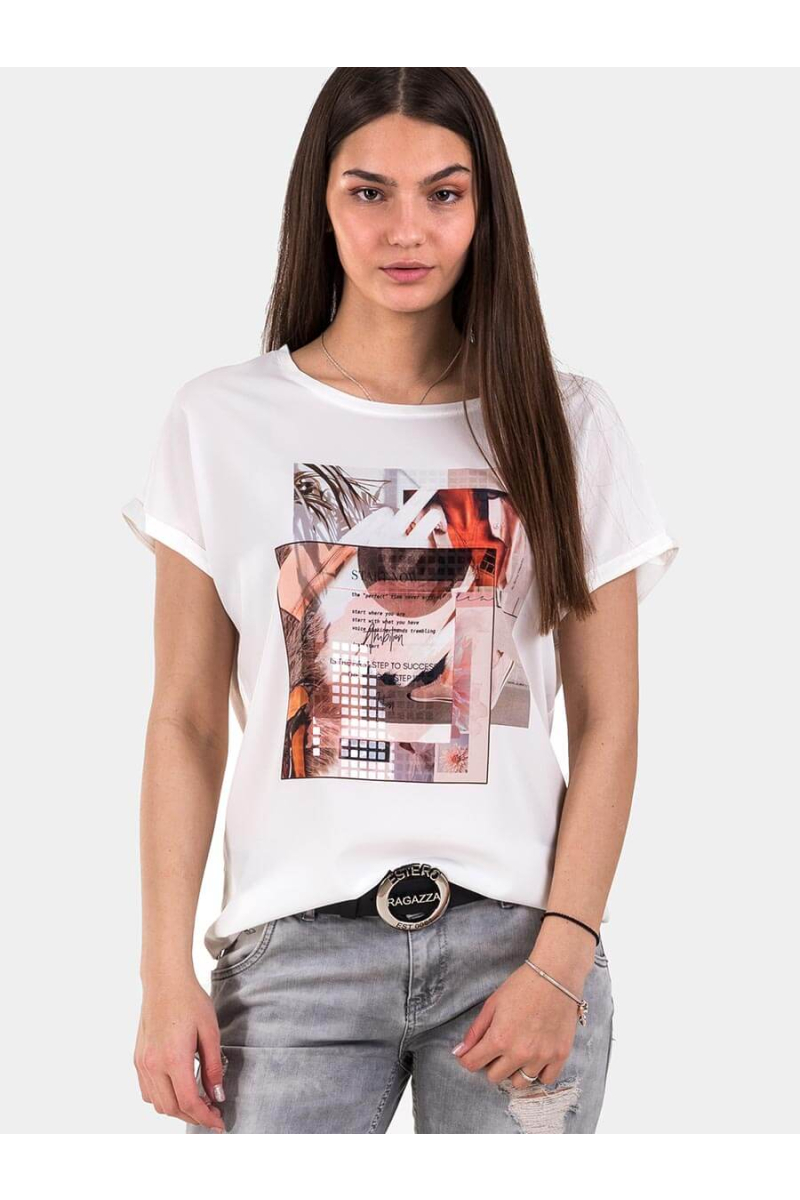 Бяла дамска блуза 7140 INDIGO Fashion