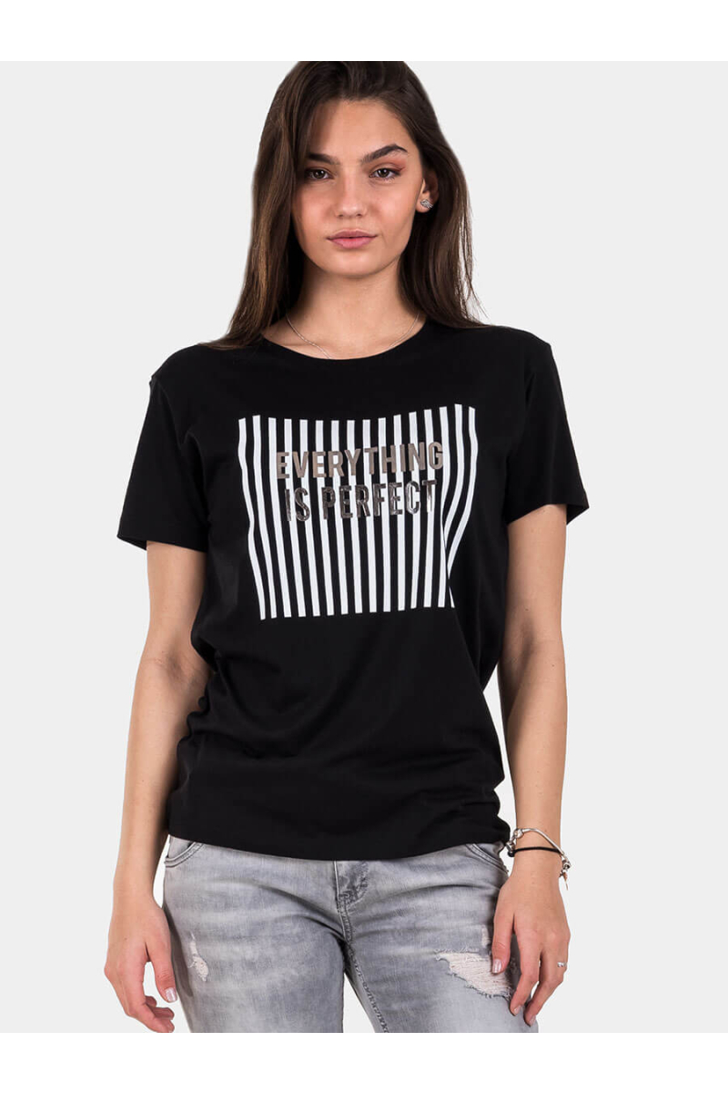 Черна дамска тениска 7153 INDIGO Fashion