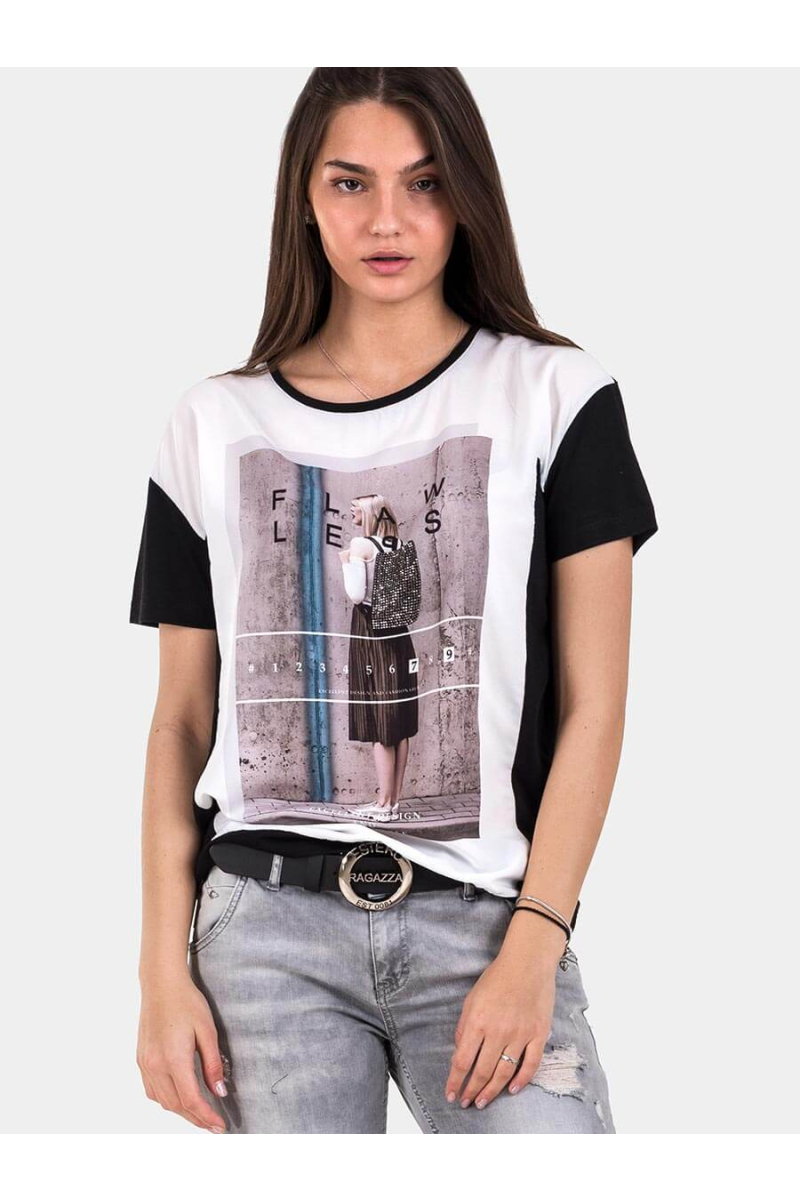 Черна дамска блуза 7198 INDIGO Fashion