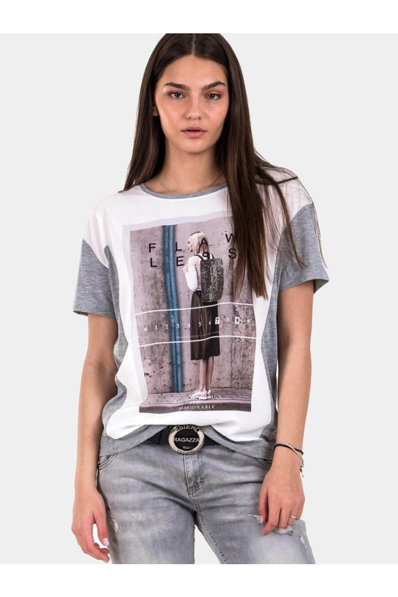 Сива дамска блуза 7198 INDIGO Fashion
