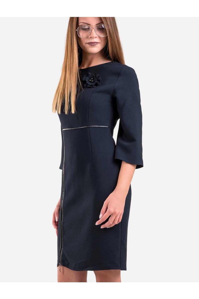 Стилна рокля с клоширани ръкави - тъмносиня 19510 INDIGO Fashion