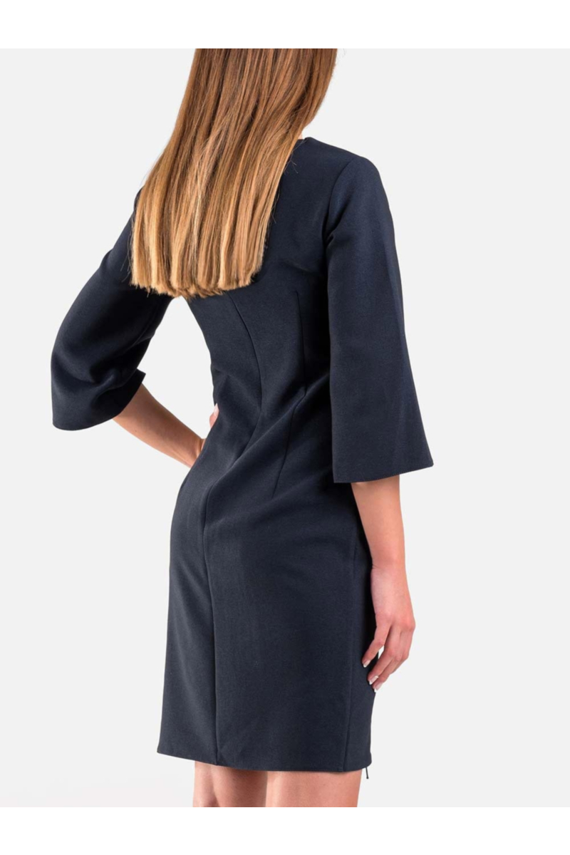 Стилна рокля с клоширани ръкави - тъмносиня 19510 INDIGO Fashion