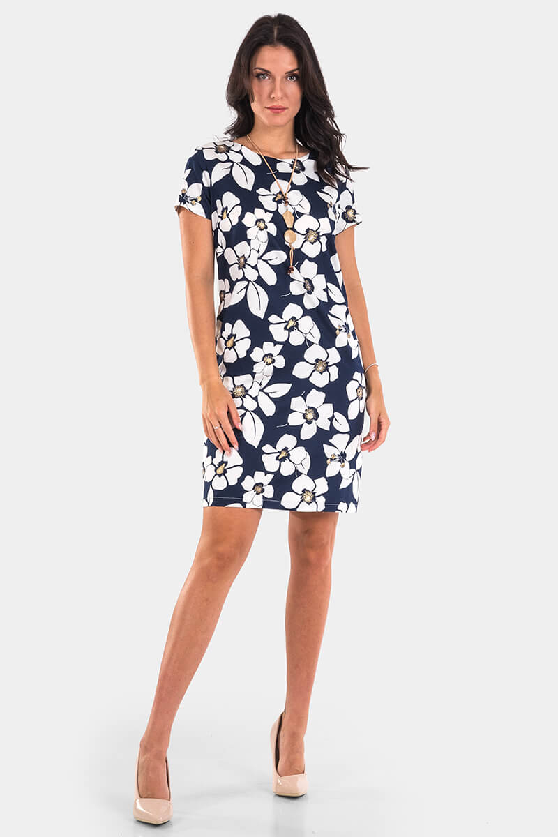 Рокля на цветя 3014-18 INDIGO Fashion