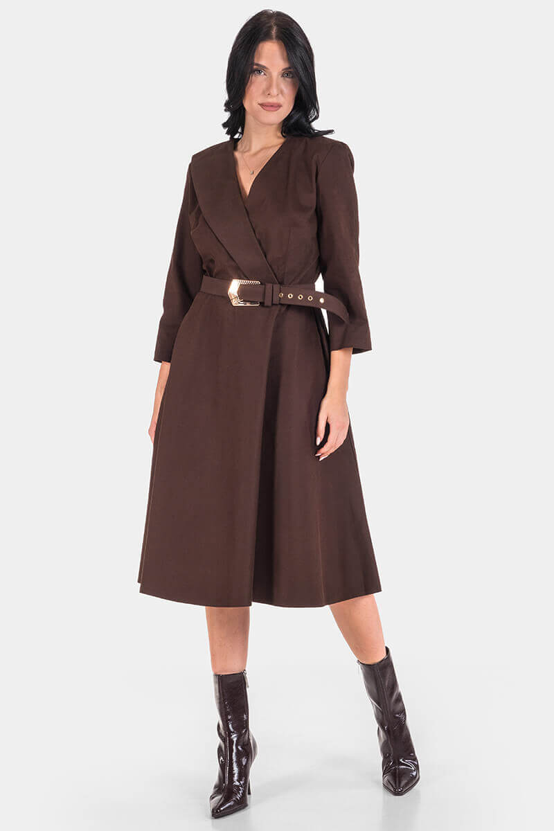 Елегантна рокля с колан 1437-21 ESITO